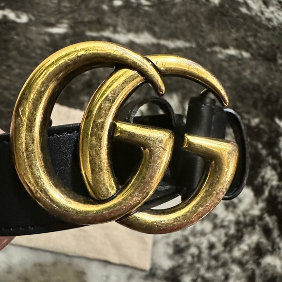 GUCCI LEATHER BELT WITH DOUBLE G BUCKLE - Picture 8 of 9